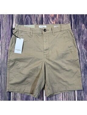 NWT Goodfellow & Co Men’s Flat Front Chino Shorts Size 28 Tan Beige Regular Fit